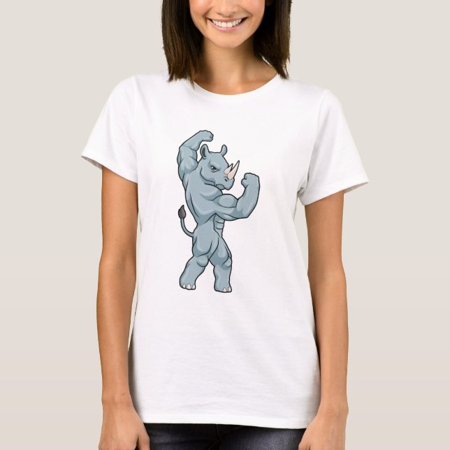 Rhino som BodyBuilder extrem T Shirt (Framsida)
