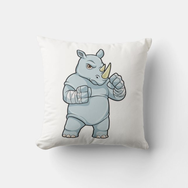 Rhino som Boxer vid Boxing Kudde (Framsida)