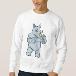 Rhino som Boxer vid Boxing Lång Ärmad Tröja