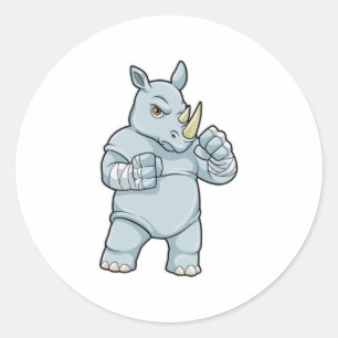 Rhino som Boxer vid Boxing Runt Klistermärke