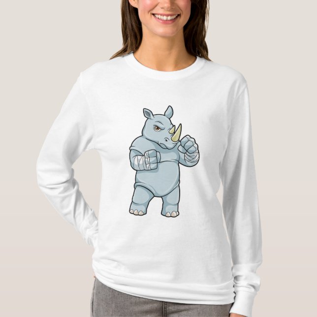 Rhino som Boxer vid Boxing T Shirt (Framsida)