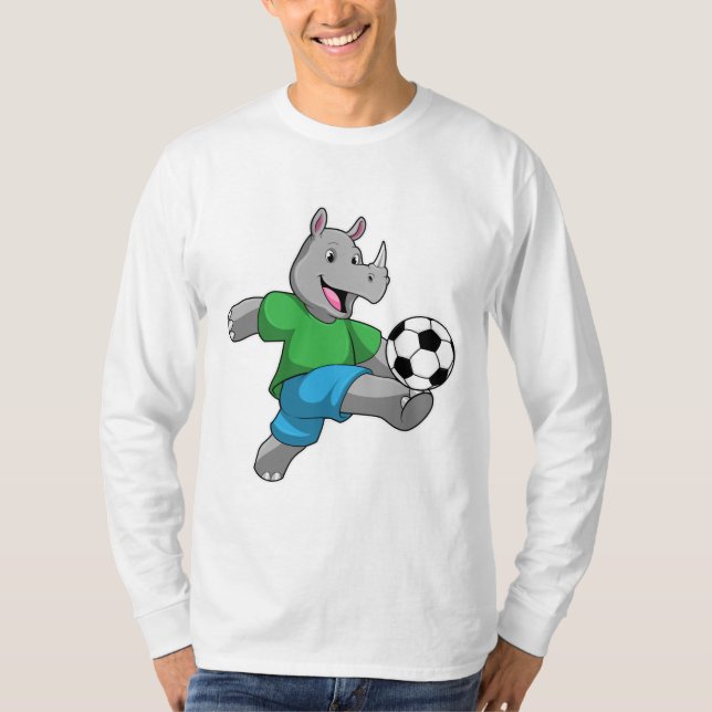 Rhino som fotbollsspelare med fotboll t shirt (Framsida)