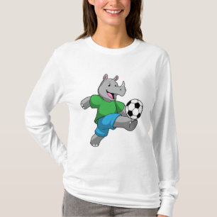 Rhino som fotbollsspelare med fotboll t shirt