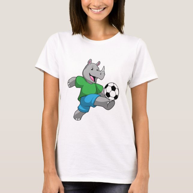 Rhino som fotbollsspelare med fotboll t shirt (Framsida)
