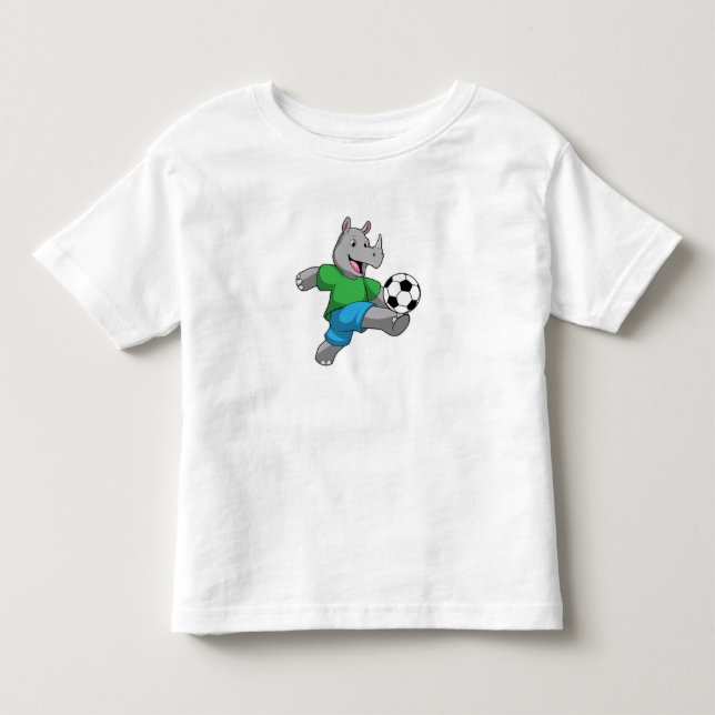 Rhino som fotbollsspelare med fotboll t shirt (Framsida)