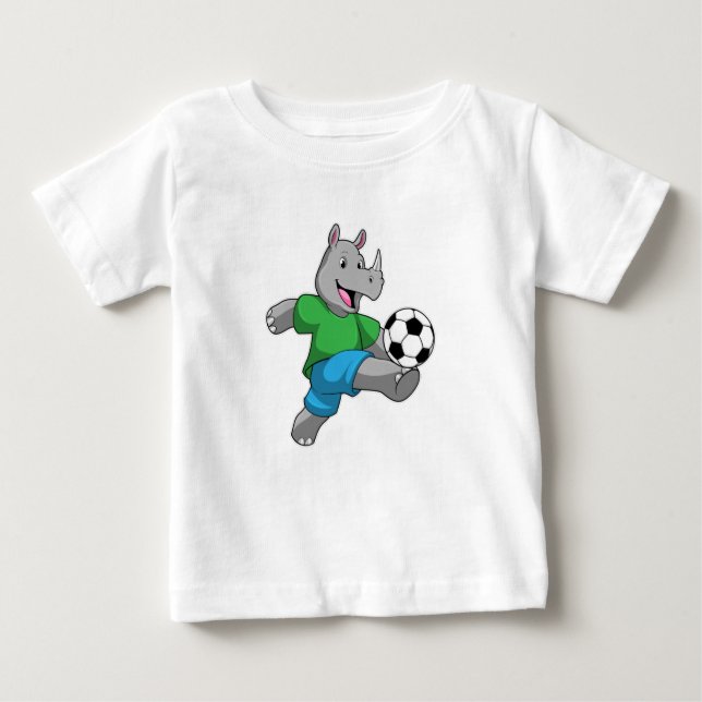 Rhino som fotbollsspelare med fotboll t shirt (Framsida)