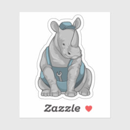 Rhino som hantverkare med Wrench Klistermärken