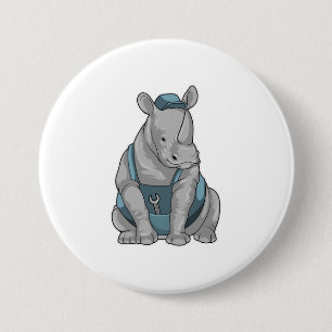Rhino som hantverkare med Wrench Knapp