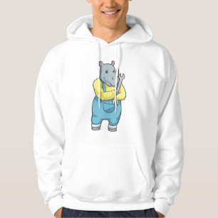 Rhino som Mechanic med Wrench Hoodie