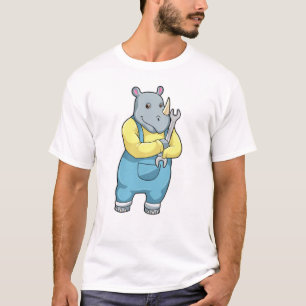Rhino som Mechanic med Wrench T Shirt