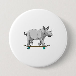 Rhino som Skater med Skateboard Knapp