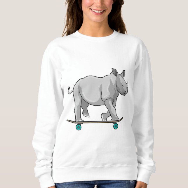 Rhino som Skater med Skateboard T Shirt (Framsida)
