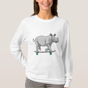 Rhino som Skater med Skateboard T Shirt