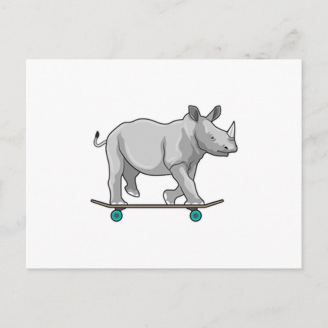 Rhino som Skater med Skateboard Vykort (Framsida)