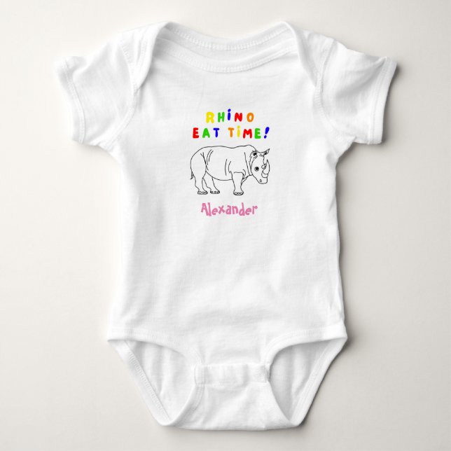 Rhino söta bodykosti baby t shirt (Framsida)
