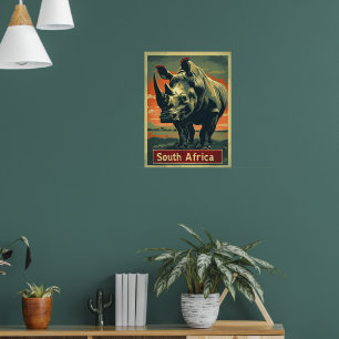 Rhino South Afrika Vintage Poster