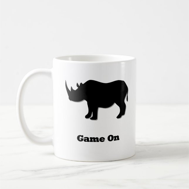 Rhino-spel på svart kaffemugg (Vänster)