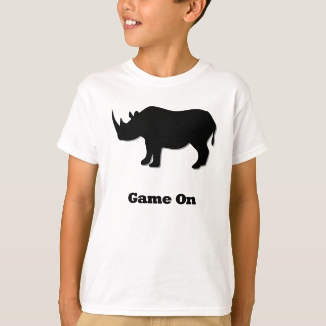 Rhino-spel på svart tee shirt (Framsida)
