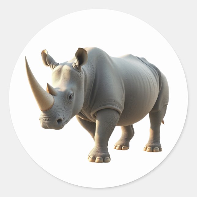 Rhino Stickers Runt Klistermärke (Framsida)