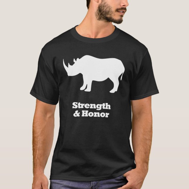 Rhino-styrka och helig vit tröja (Framsida)