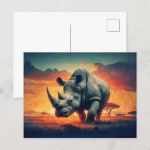 Rhino Sunset Safari Vykort
