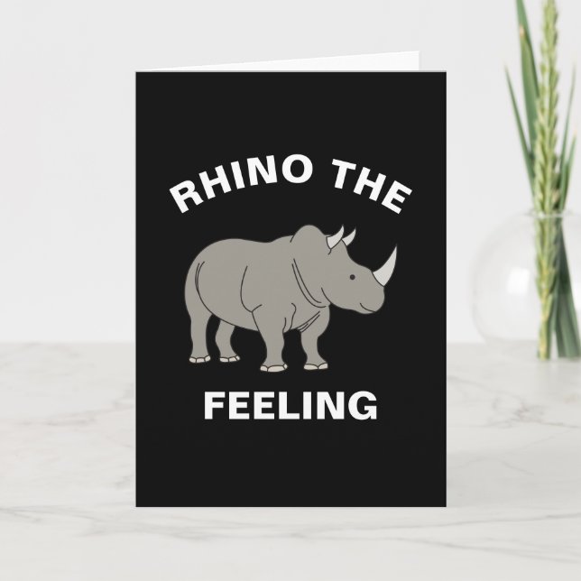 Rhino the Feeling Funny Wildlife Rhinoceros Pun Kort (Framsida)