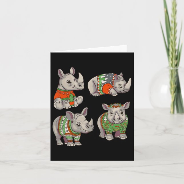 Rhino Ugly jul Sweater Tävling Kort (Framsida)