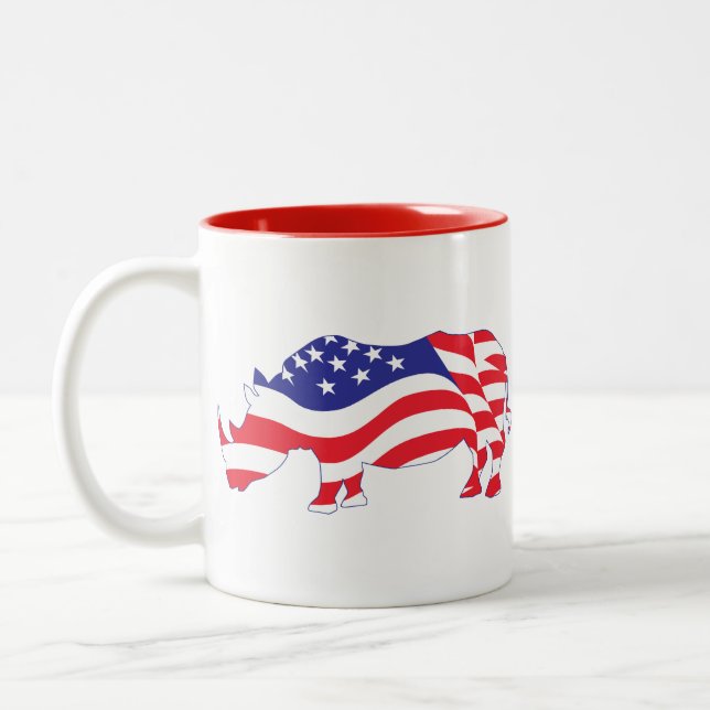 Rhino-USA-Flagga Två-Tonad Mugg (Vänster)