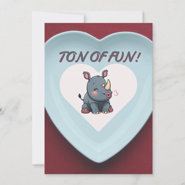 Rhino Valentines Day Party-inbjudan Inbjudningar (Framsida)
