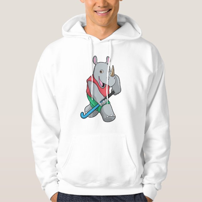 Rhino vid Hockey med Hockey fladdermus Hoodie (Framsida)