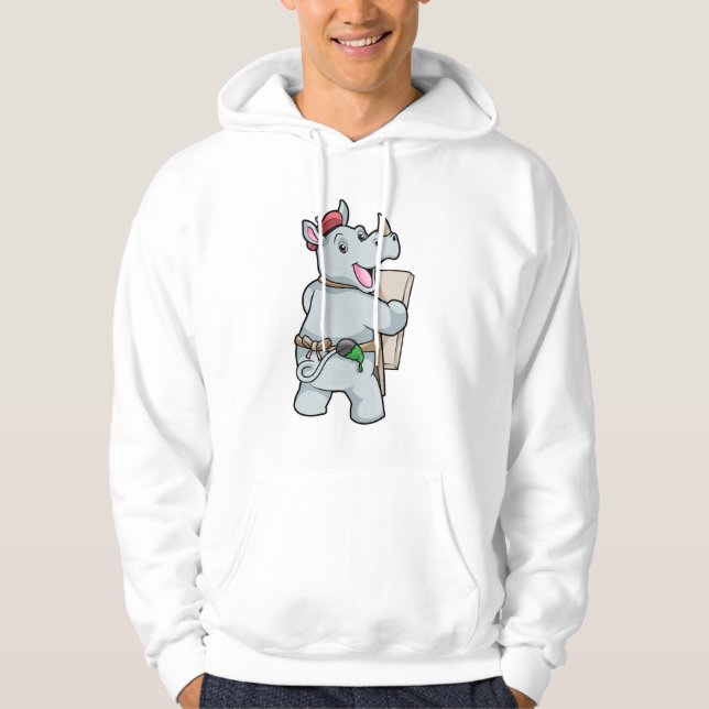 Rhino vid målning med Färg Hoodie (Framsida)