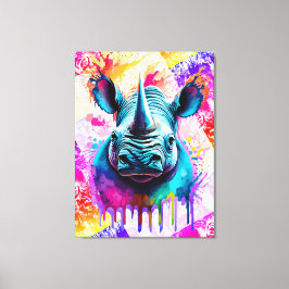 Rhino Wall Art Print - Colorful Rhino Wildlife Canvastryck