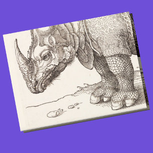 Rhino Woodcut Vykort