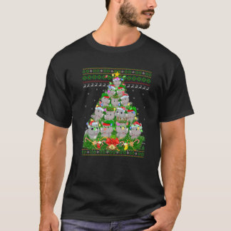 Rhino Xmas Lighting Tree Santa Rhino Ugly Christma T Shirt