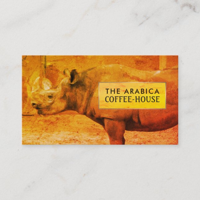 Rhinoceros, African Rhino, Coffee house Visitkort (Framsida)