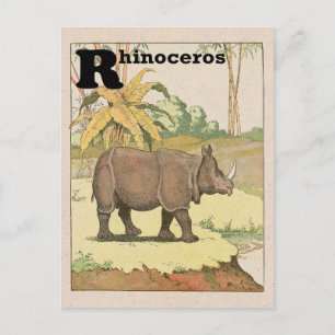 Rhinoceros Alphabet Animal Vykort