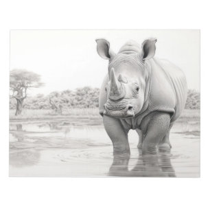 Rhinoceros Animal Discovery Vild Nature Bläck Sket Anteckningsblock