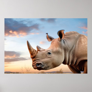 Rhinoceros Animal Nature Majestic Vild Poster