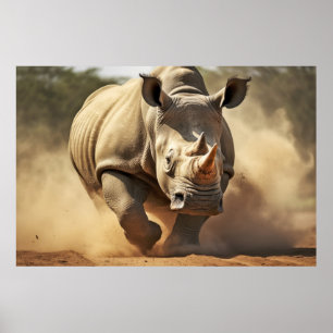 Rhinoceros Animal Nature Majestic Vild Poster