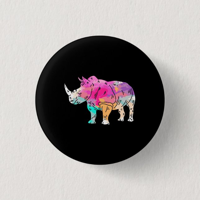 Rhinoceros Art Cute Artistic Rhino Zoo Safari Gift Knapp (Framsida)