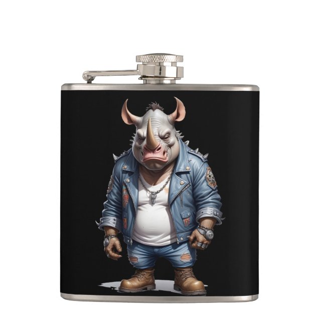 Rhinoceros Biker Rebel i läder Jacka Coola Fickplunta (Framsidan)