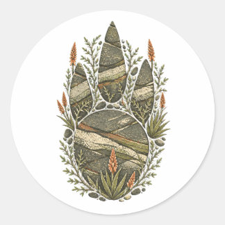 Rhinoceros Botanical Footprint Nature Sticker Runt Klistermärke