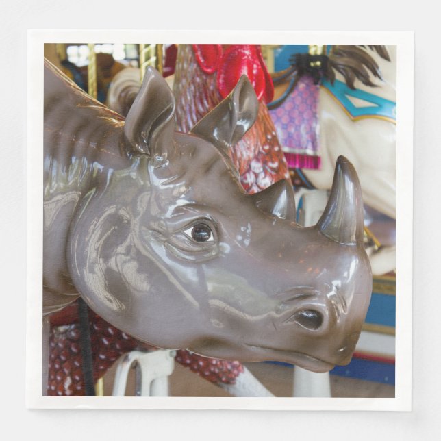 Rhinoceros Carousel Ride on Merry-Go Round Pappersservett (Framsida)