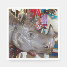 Rhinoceros Carousel Ride on Merry-Go Round Pappersservett