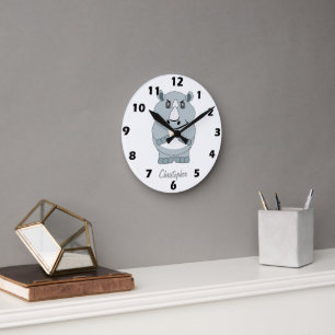 Rhinoceros Design Personlig Rund Klocka