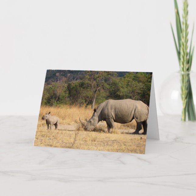 Rhinoceros Family Greeting-kort Kort (Framsida)