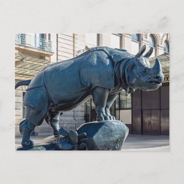 Rhinoceros framför musee d'Orsay - Paris Vykort (Framsida)