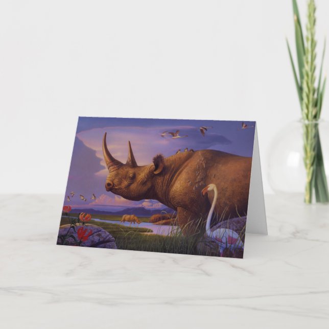 Rhinoceros Greeting Card Kort (Framsida)