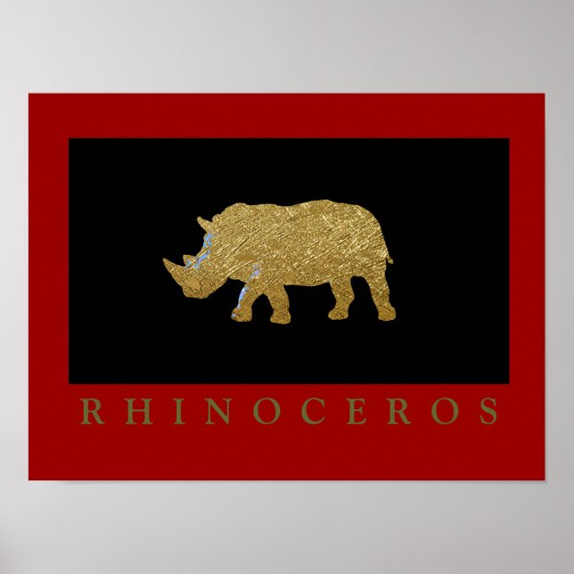 Rhinoceros har tryckt gyllene poster (Framsidan)