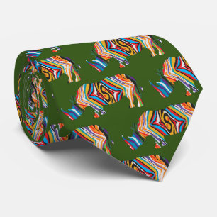 Rhinoceros i en Psykedelisk skrift Slips